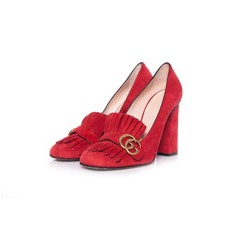 gucci red pumps|Gucci marmont platform pumps.